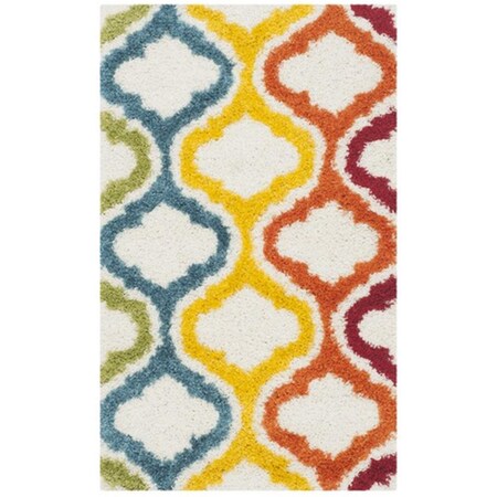 Safavieh Kids Shag Power Loomed Rectangle Rug- Ivory - Multi- 4 x 6 ft. SGK561A-4